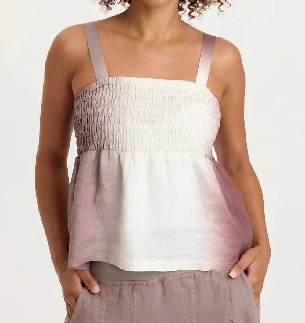 NEW XCVI katina smocked bust babydoll top in motley ombre paraph